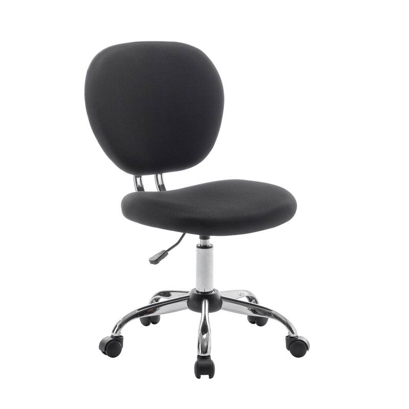 Porthos Home Elsy Mesh Upholstered Armless Office Chair with Chrome Roller Base - Black