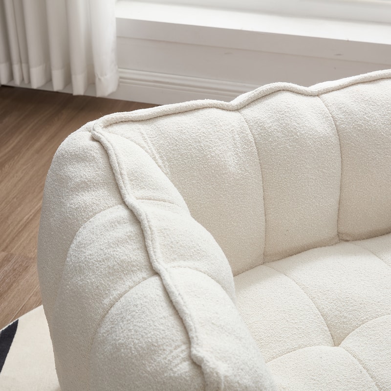 Soft Bean Bag Chair With High Resilient Foam(Chips)For Living Room And Bedroom,Comfortable Square Lazy Sofa With Footstool