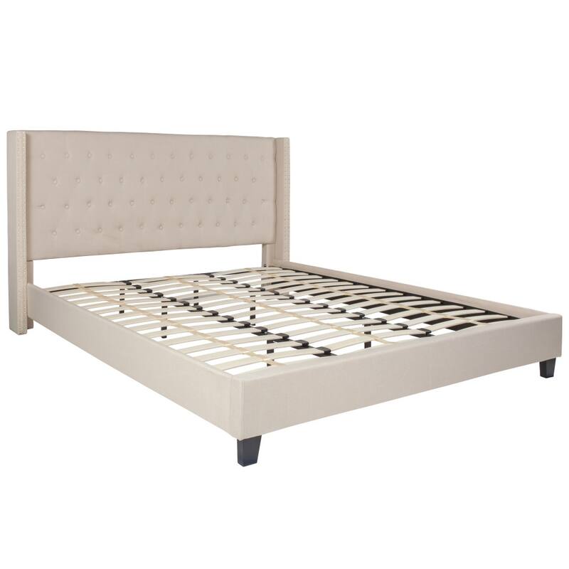 Tufted Upholstered Nailhead Trim Platform Bed