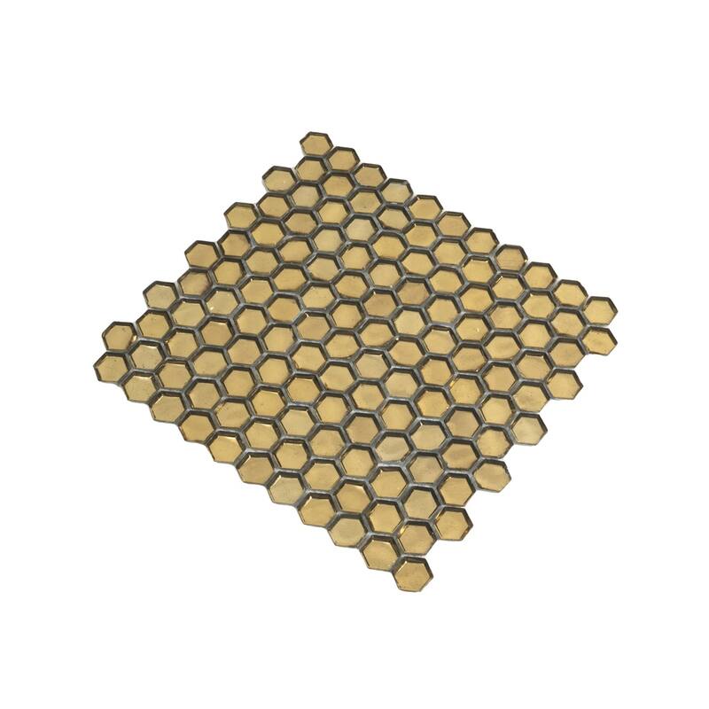 Apollo tile 11" x 11" Majeste Glossy Gold Glass Tile (8.63 sq ft/case) - 10 Pack