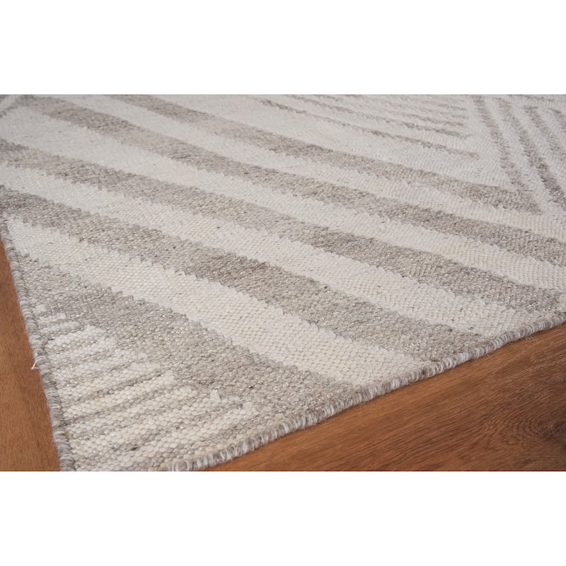 EXQUISITE RUGS Scandinavian Hand-loomed New Zealand Wool Grey/Ivory Area Rug.
