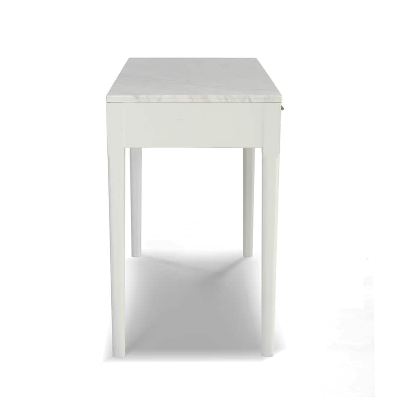 Meno 36" Rectangular Italian Carrara White Marble Console Table with Legs
