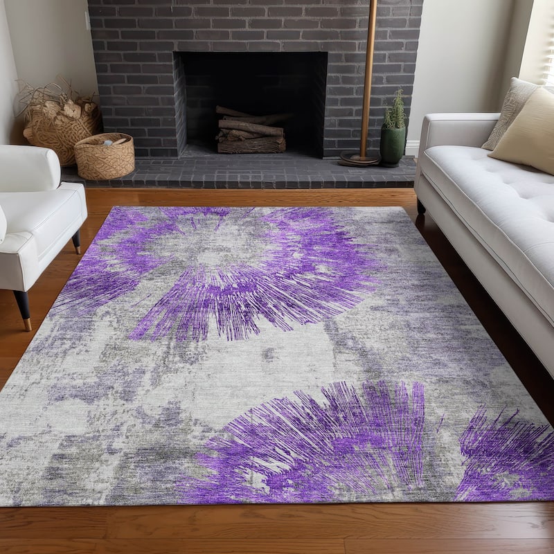 Premium Washable Super Soft Modern Burst Mayfield Rug - Purple - 8' x 10' - Rectangle