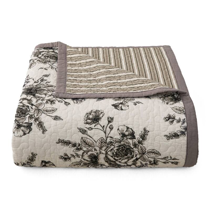 Paseo Road by HiEnd Accents Lyla Floral Toile Reversible Quilt Set, 3PC