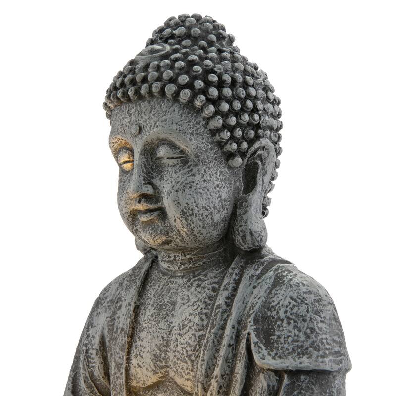 Glitzhome 12"H Zen-Style Polyresin Table Fountain with Pump and LED Light