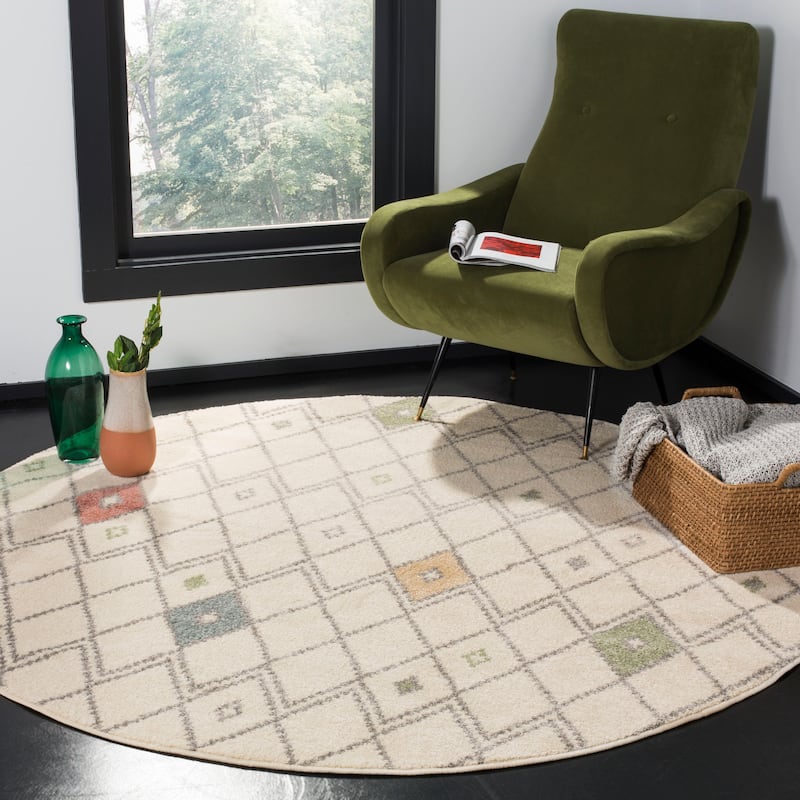 SAFAVIEH Adirondack Hallie Vintage Boho Oriental Rug - 6' Round - Ivory/Multi