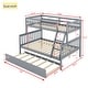 preview thumbnail 2 of 16, Bunk Bed with Trundle, Convertible Ladder and Guardrail