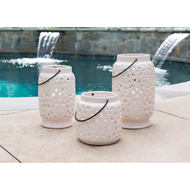 Livabliss Pamela Ceramic Large Size Decorative Lantern