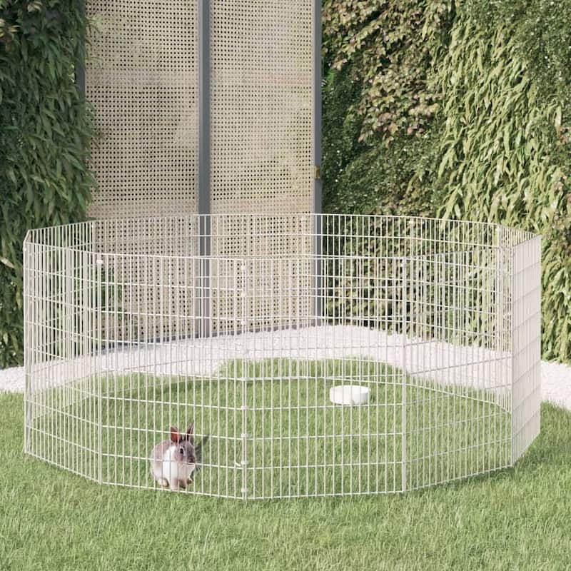 vidaXL Free Range Animal Enclosure Rabbit Hutch Free Range Pen Galvanized Iron - 21.3" x 31.5" - 12panel