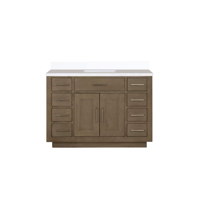 Abbey 48 in W x 22 in D Black Oak Single Bath Vanity and White Quartz Top