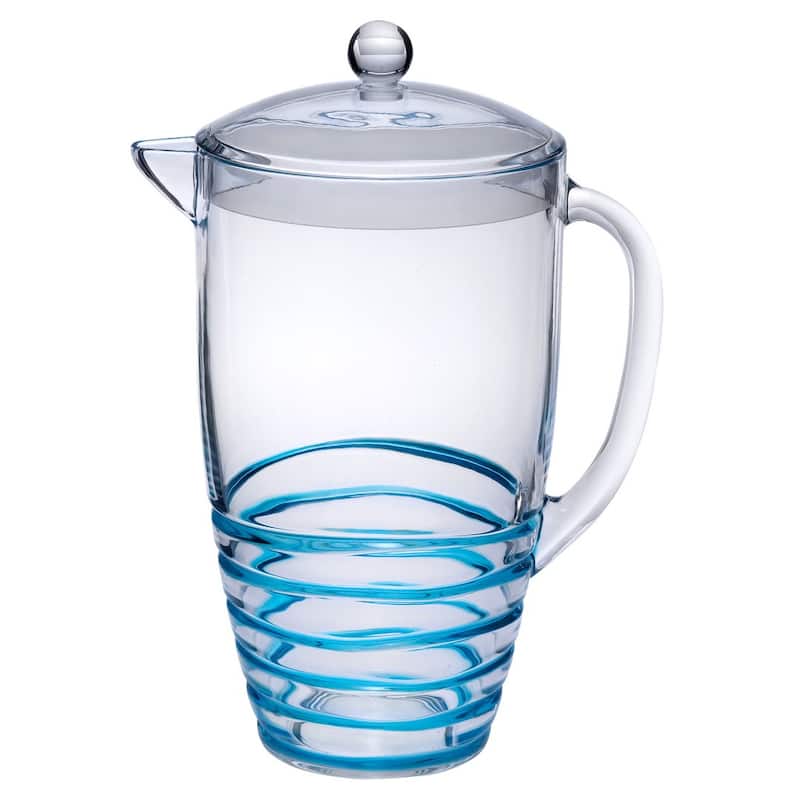 Water Pitcher with Lid, Swirl Unbreakable Plastic Pitcher