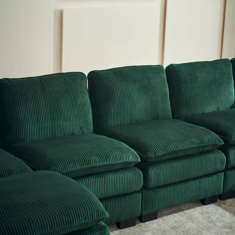 Modern U-Shaped 6-seat Modular Sectional Sofa with 1 Ottoman & 3 Toss Pillows