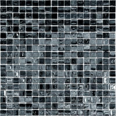 Apollo tile 12" x 12" Skosh Glossy Rich Black Glass Tile (18.69 sq ft/case) - 20 Pack