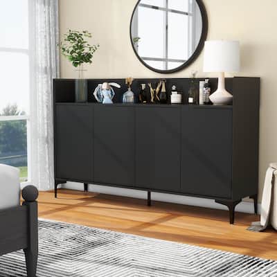 63" Multi-Functional Black Sideboard Buffet Cabinet with Ample Storage - 63" in Width