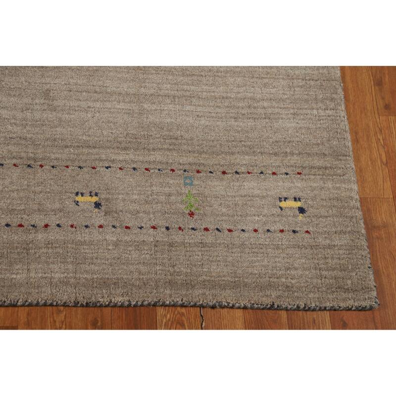 Hand Knotted Oriental 100% Wool Carpet Tribal Animal Pictorial Beige & Ivories Gabbeh Area Rug - 7' 9'' X 5' 1''