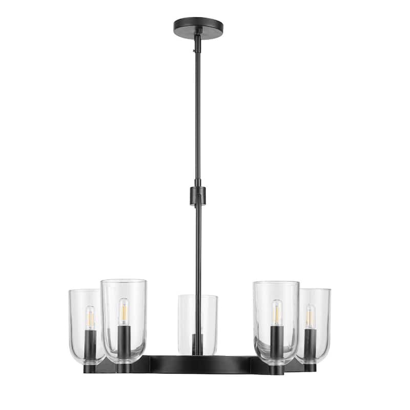Prominence Home Hansley 5-Light Matte Black Chandelier with Clear Glass - 25.5