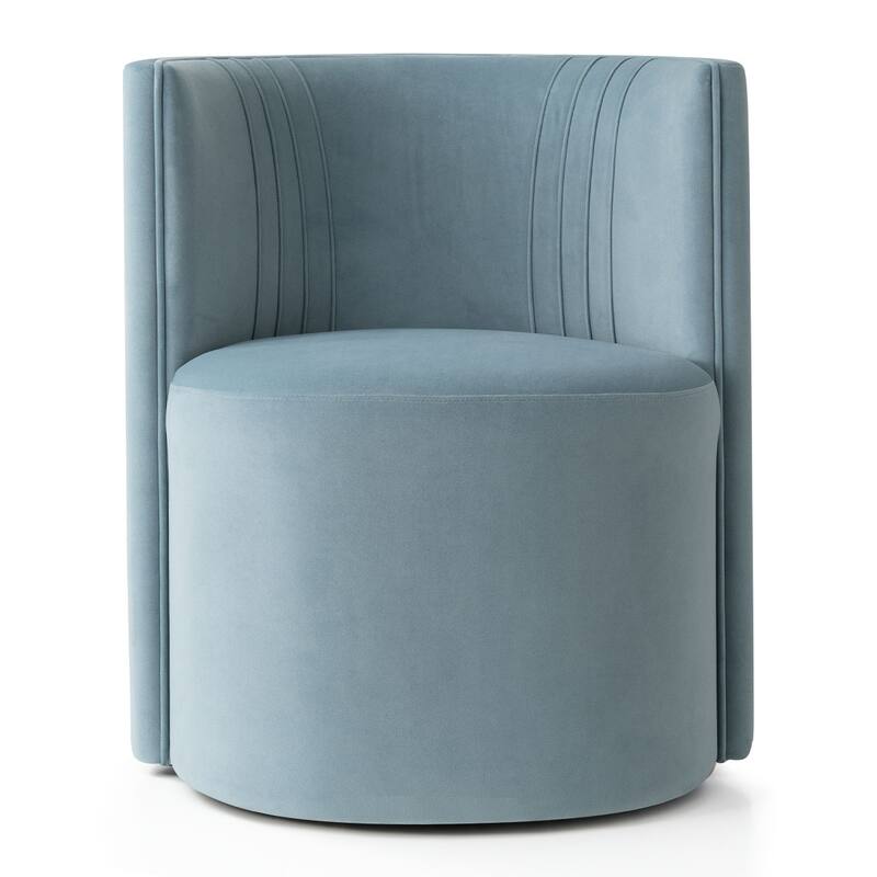 Velvet Swivel Dining Chairs with Rolling Casters, Upholstered Barrel Back Dining ArmChairs