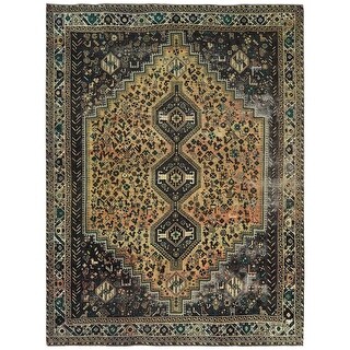 Shahbanu Rugs Sunset Colors Worn Wool Hand Knotted Vintage Persian ...