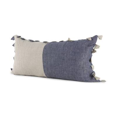 Denim Blue and Canvas Tassle Accent Pillow Cover