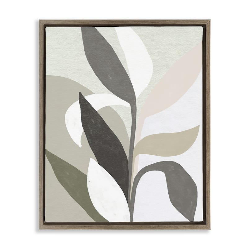 Stupell Soft Modern Organic Leaves Framed Floater Canvas Wall Art Design By June Erica Vess - 25 x 31 - Brown