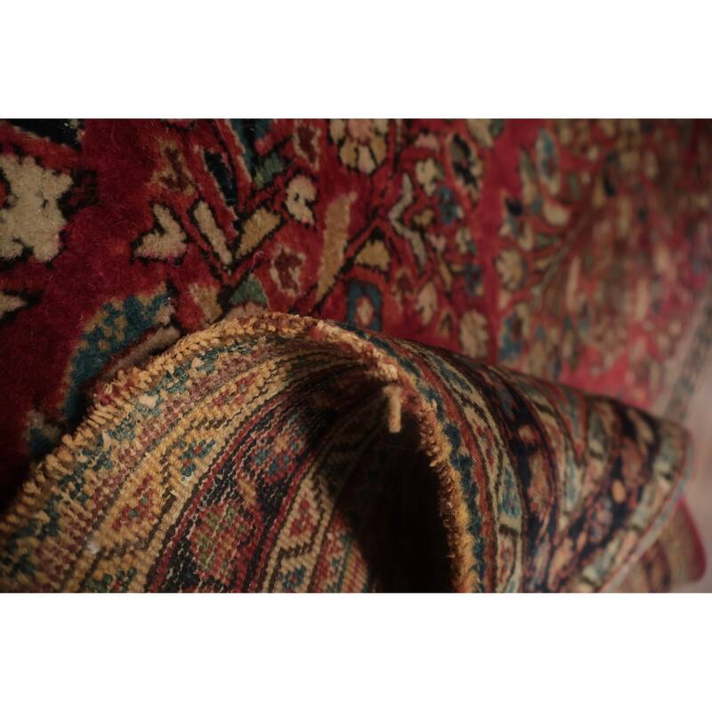 Hand Knotted Oriental 100% Wool Carpet Traditional Floral Red Sarouk Area Rug - 3' 11'' X 2' 2''