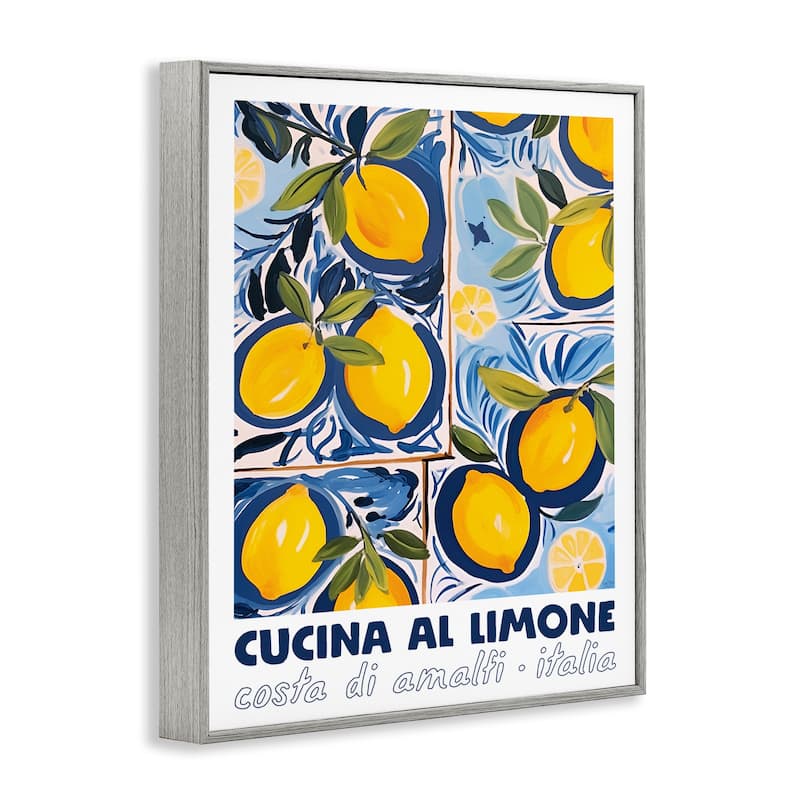 Stupell Bright Mediterranean Lemons Framed Giclee Art Design By Lux + Me Designs