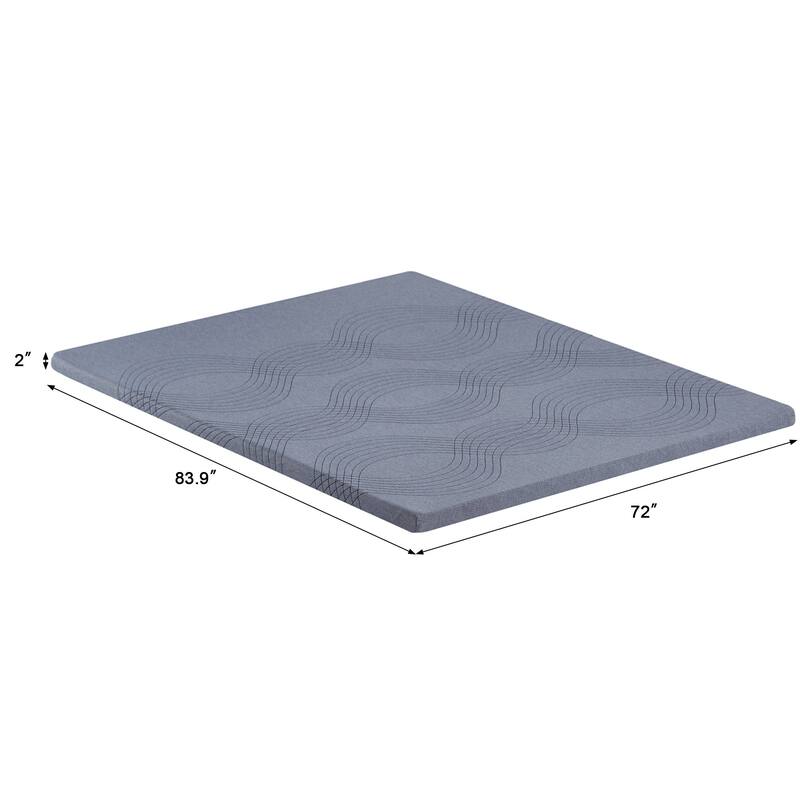 2 Inch Mattress Topper, Comfort Memory Foam Bed Topper with Removable Washable Cover, Gray - Grey