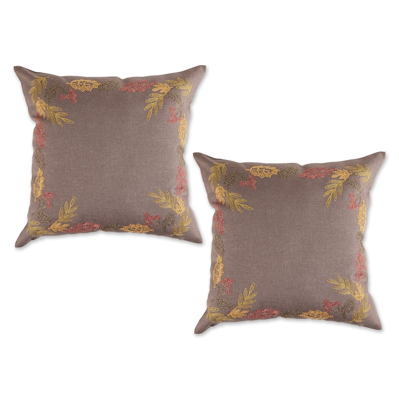 DII Asst Fall Pillow Cover 18x18 - Set of 2 - Shimmering Leaves
