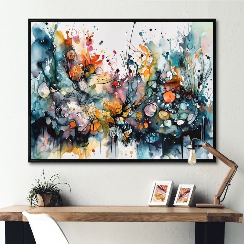 Designart "Captivating Boho Dance Ii" Abstract Framed Wall Decor - 40 in. wide x 30 in. high - Black