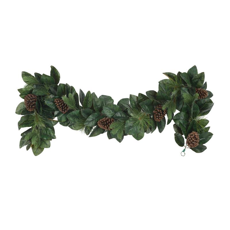 Puleo International 6 ft. x 9" Magnolia Garland - Green - 6 - Green