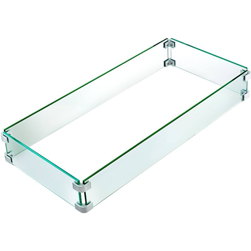 Clear Tempered Glass Outdoor Fire Pit Guard with Alloy Bracket