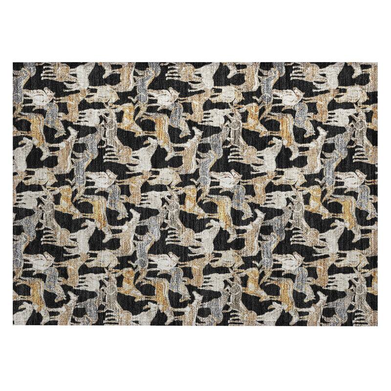 Machine Washable Indoor/ Outdoor Horse Herd Chantille Rug