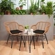 preview thumbnail 26 of 45, 3 Piece Outdoor Wicker Furniture Patio Bistro Set With Cushions for Porch Poolside Garden - 21.2"L x 23.6"W x 31.5"H