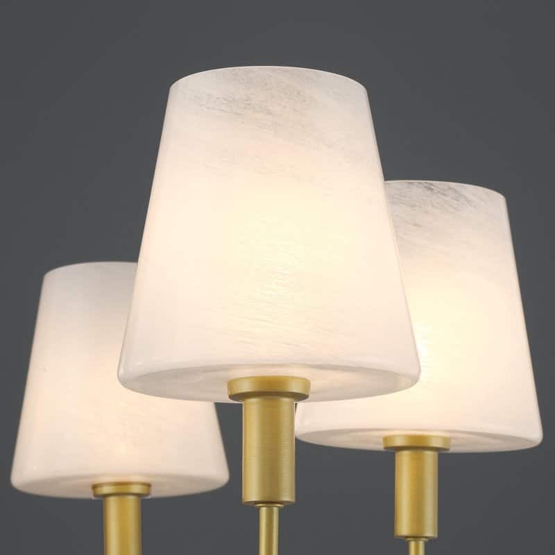 Acroma - 6 Light Gold Steel & Glass Dimmable Classic / Traditional Chandelier