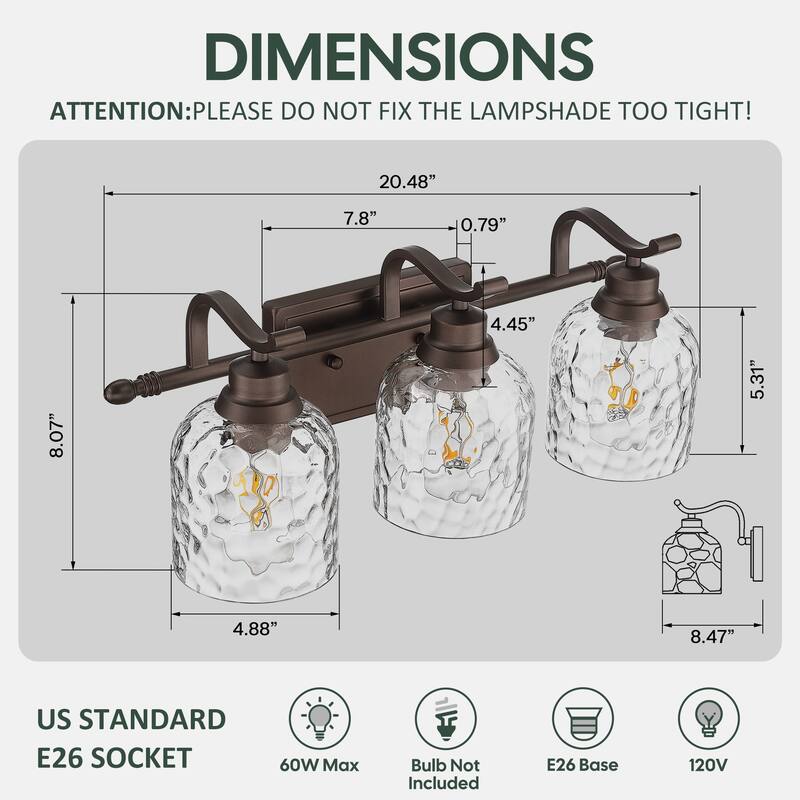 Modern 3/4-Light Bathroom Vanity Light