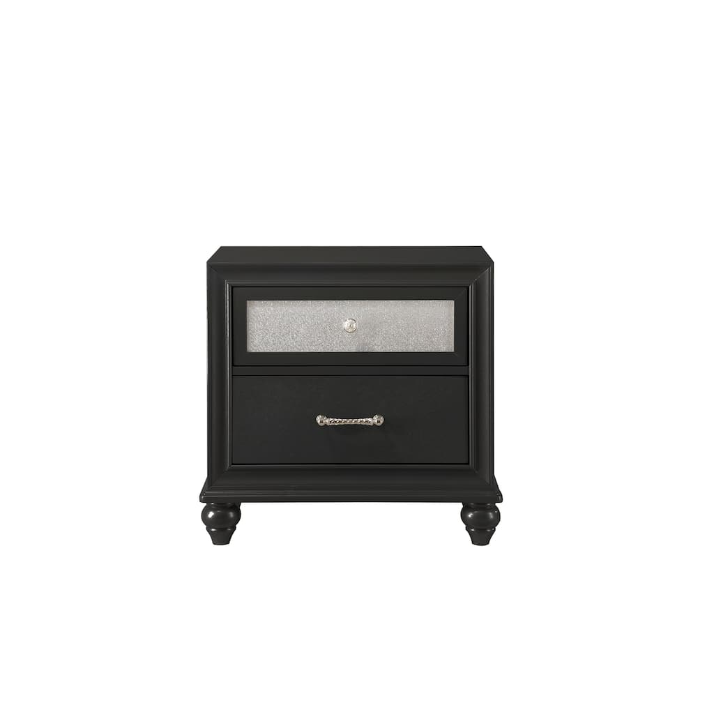 1pc Glam 2-Drawer Nightstand End Table