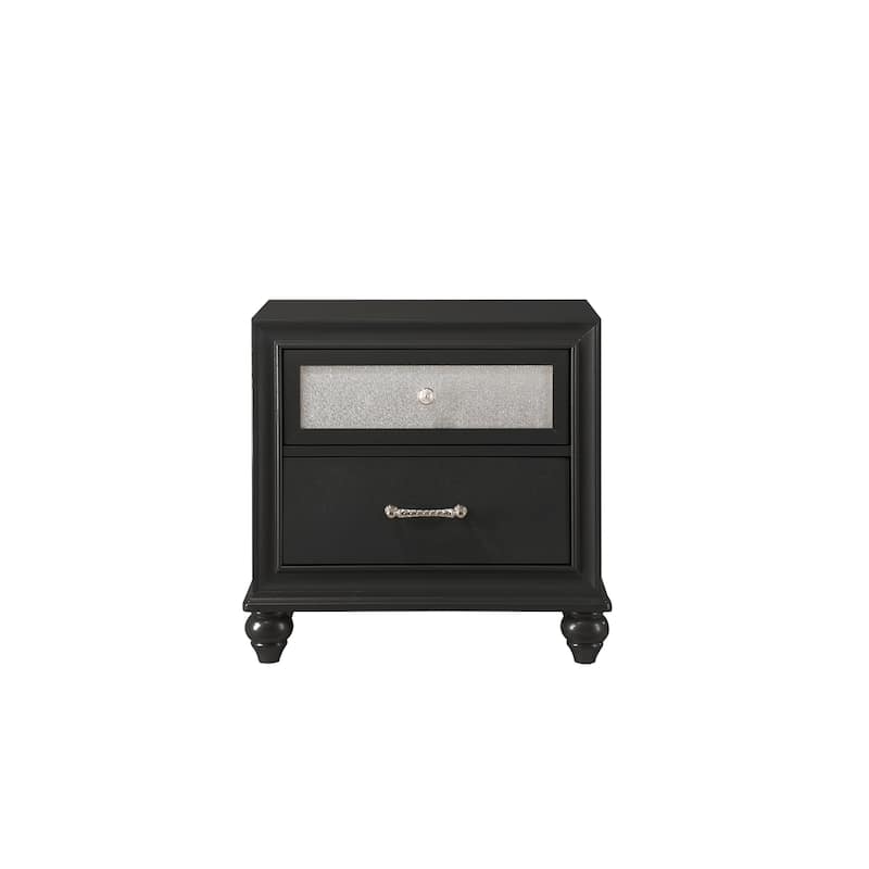 Luxury 1pc Glam 2-Drawer Nightstand End Table Shimmering Accents Bedroom Solid Wood Wooden Furniture
