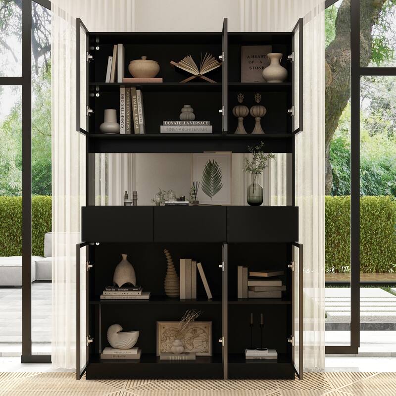 Tall Modular Display Storage Cabinet Bookcase w/Light Home Office