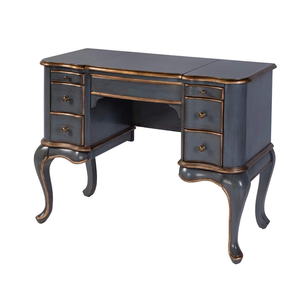 Charlotte 40 in. W Rectangular Wood Vanity/Valet Desk with Storage Drawers and Mirror