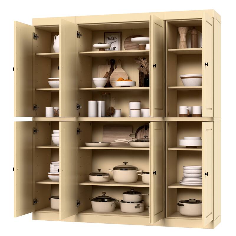 Palace Imports 100% Solid Wood Pantry Cabinet, Raised Panel Doors, Adjustable Shelves, 65" Wide, 71.5" Tall - 65" x 71.5"