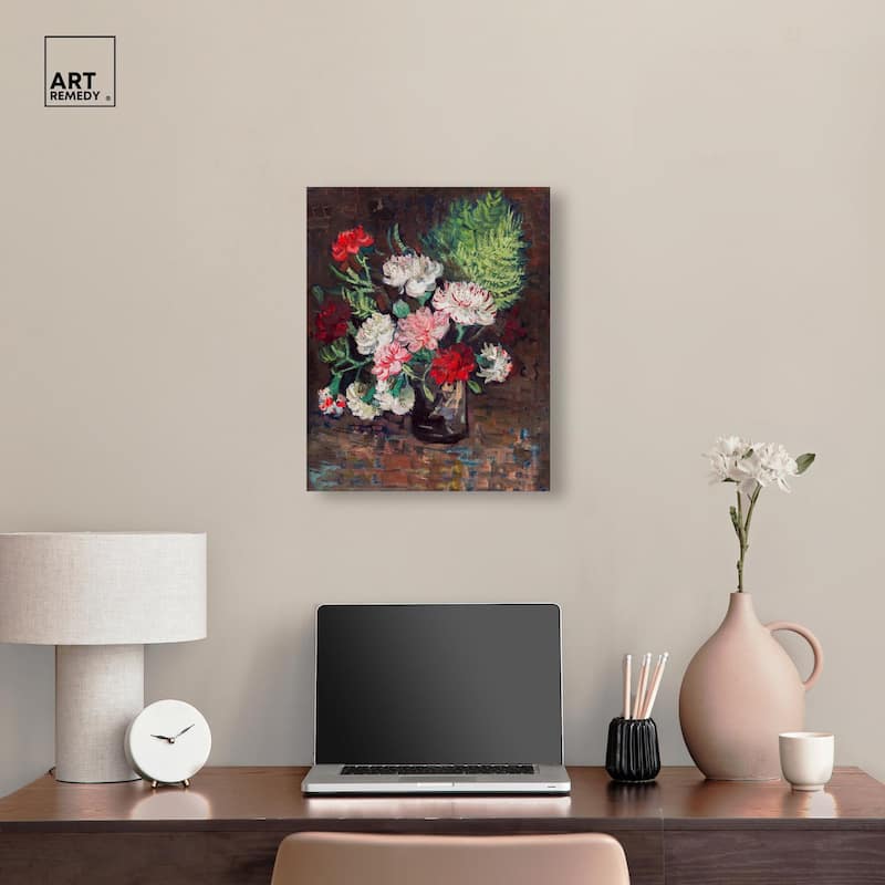 Vase with Carnations Canvas by Art Remedy, Gallery Wrapped