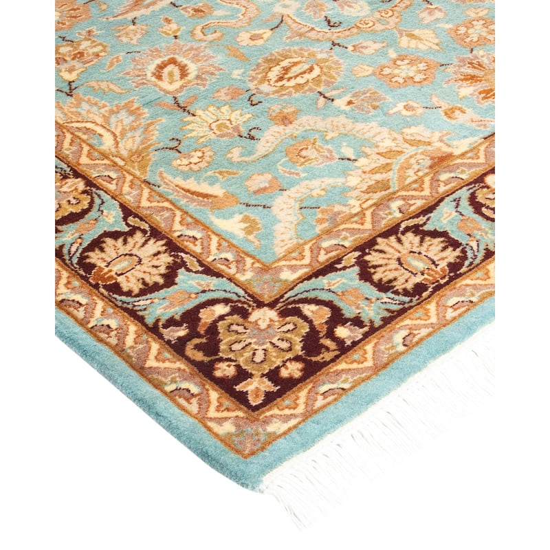 Overton Handknotted Wool Traditional Oriental Light Blue Area Rug - 3' x 5'