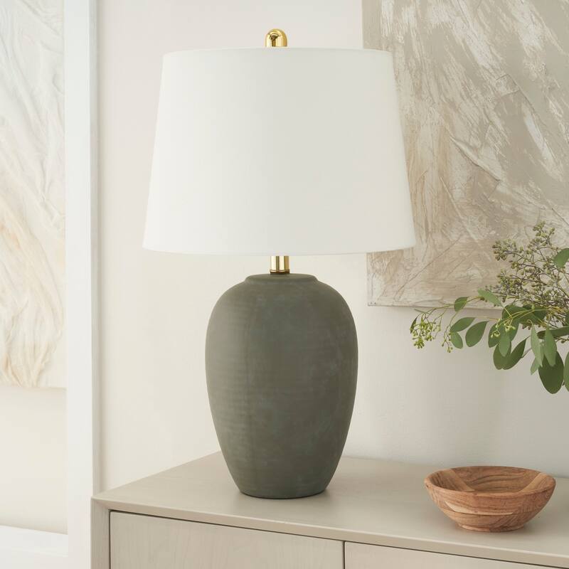 Nourison 23" Unglazed Ceramic Jar Table Lamp - Green