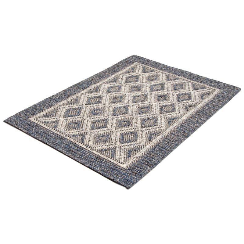 ECARPETGALLERY Braid weave Sienna Navy Wool Rug - 5'2 x 7'3