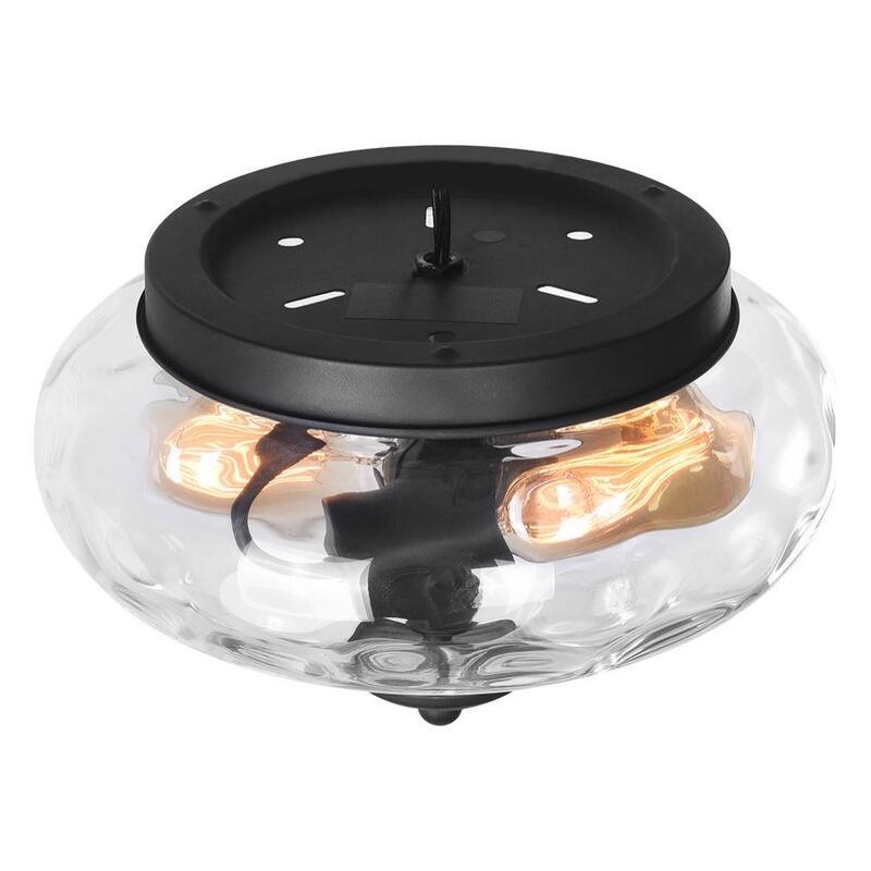 Modern Farmhouse 2-light Water Pattern Hammered Glass Flush Mount 9in