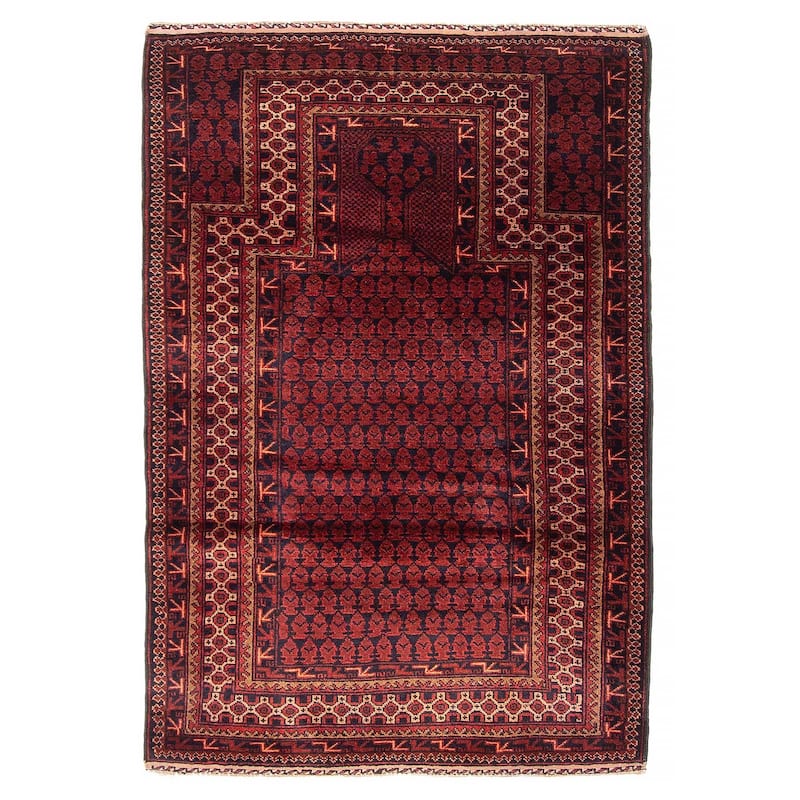 Teimani Red Rug 3'0" x 4'10" - 3'0 x 4'10 - Dark Red - 3'0 x 4'10