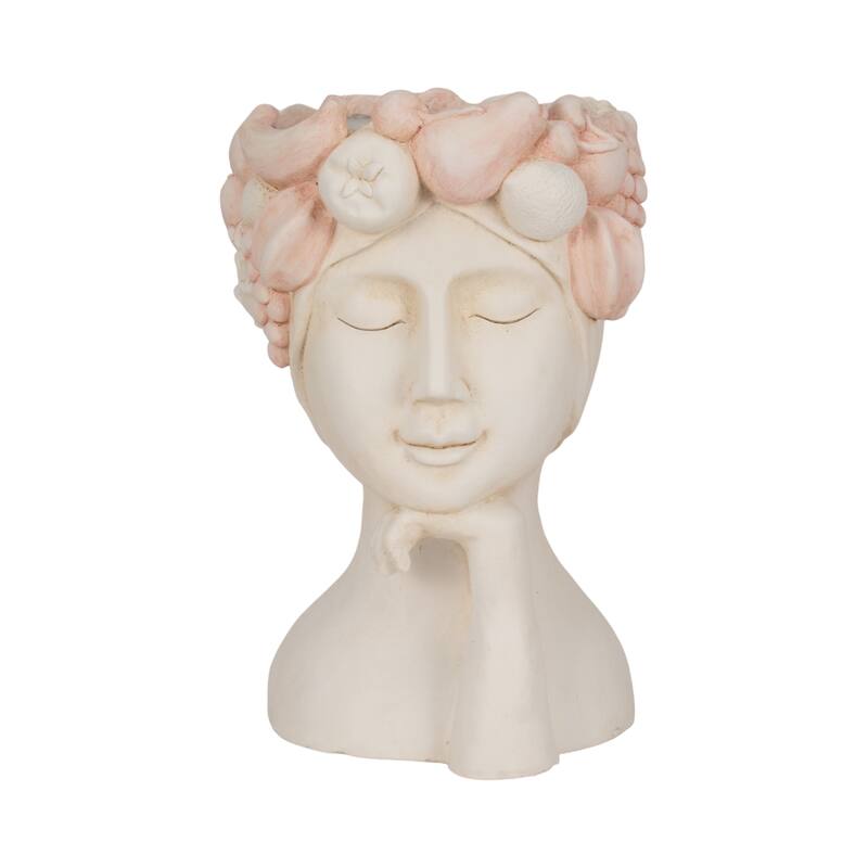 Unique Bust Style Resin Planter or Flower Pot with Crown Detail