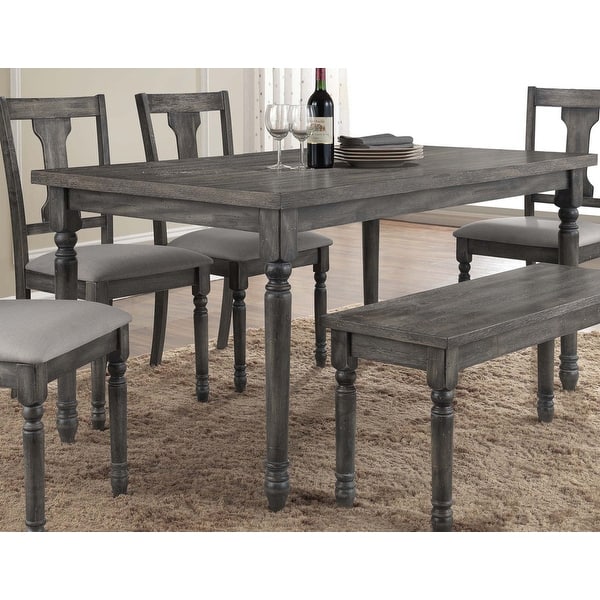 Best Master Furniture Demi Grey Wood and Veneer Distressed Dining Table