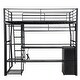 preview thumbnail 17 of 15, Full Size Metal Gaming Loft Bed with Desk, LED Lights, Charging Station, Open Wardrobe, and Storage Shelves