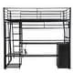 preview thumbnail 17 of 15, Full Size Metal Loft Bed with Built-in Work Station, Open Wardrobe, Heavy Duty Loft Bed Frame with LED and Multiple Storage